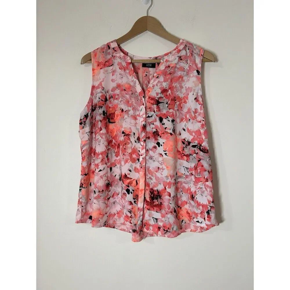 Apt. 9 Essentials Sleeveless Floral Pink Dressy Top Size Petitie X-Large PXL